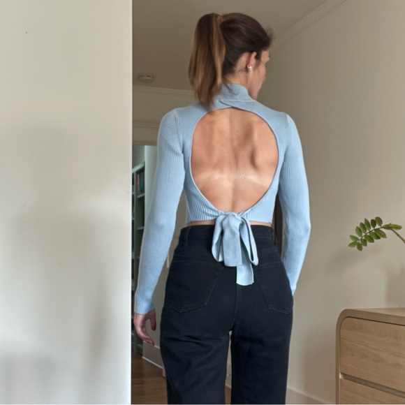 Zara Mock Neck Openback Sweater - Picture 5 of 7